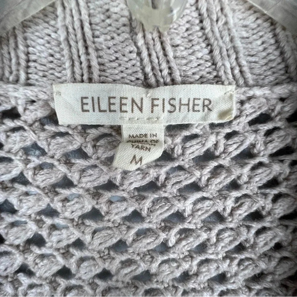 Eileen Fisher Draped Open Cable Knit Cardigan Sweater Tan Long Sleeve Size M - Picture 7 of 9